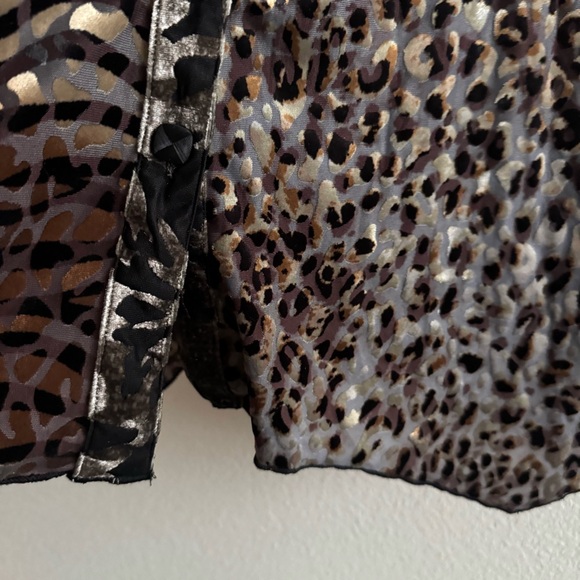 Ali Miles Velvet Velour Burnout Mixed Animal Print Blouse 3/4 Sleeve Boho - Picture 6 of 12